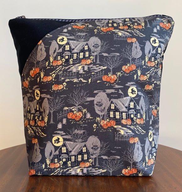 Large Pocket Bag - Home Sweet Haunt (Haunted House-Black)