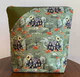 Large Pocket Bag - Home Sweet Haunt (Haunted House-Green)