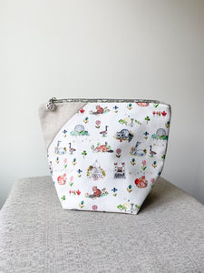 Small Pocket Bag - Montreal (Natural with Green Floral Zipper)