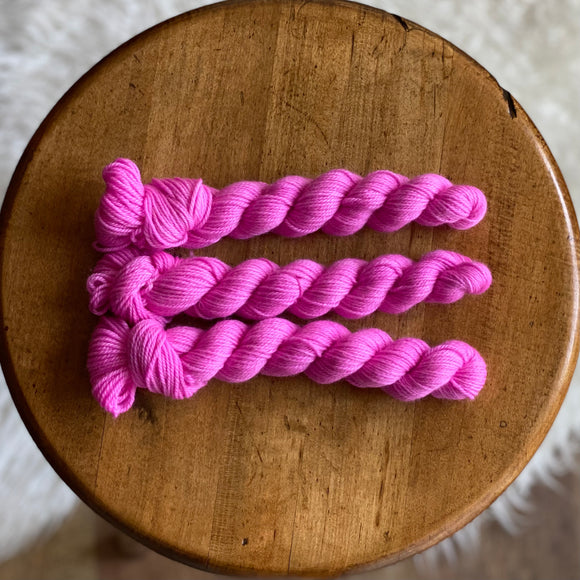 OOAK Hot Pink (Solar Sock mini skein)